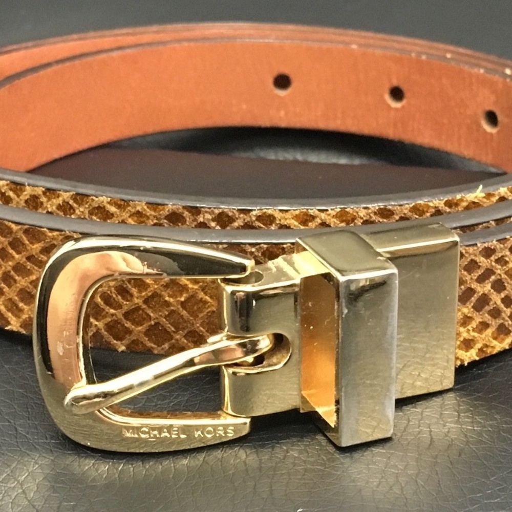 Michael Kors Snake Printed Leather Belt Size M